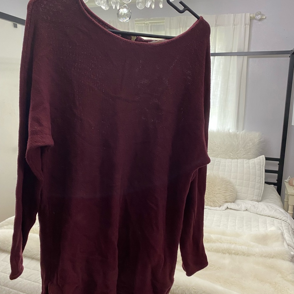 MICHAEL Michael Kors Off-the-Shoulder Burgundy Sweater